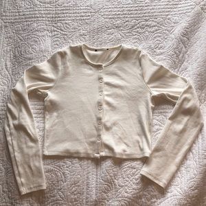 SIMPLE CLASSIC WHITE CARDIGAN TOP ✨🌸